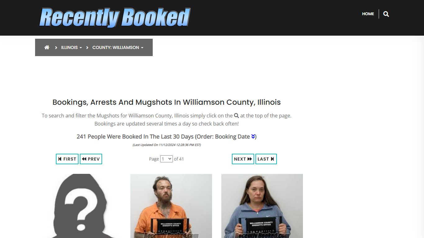 Bookings, Arrests and Mugshots in Williamson County, Illinois