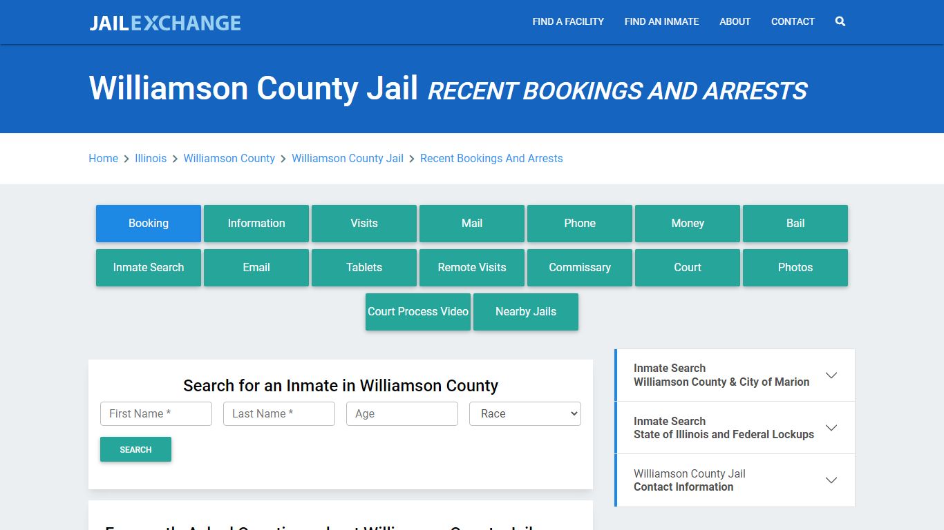 Williamson County Jail IL Recent Arrests and Bookings